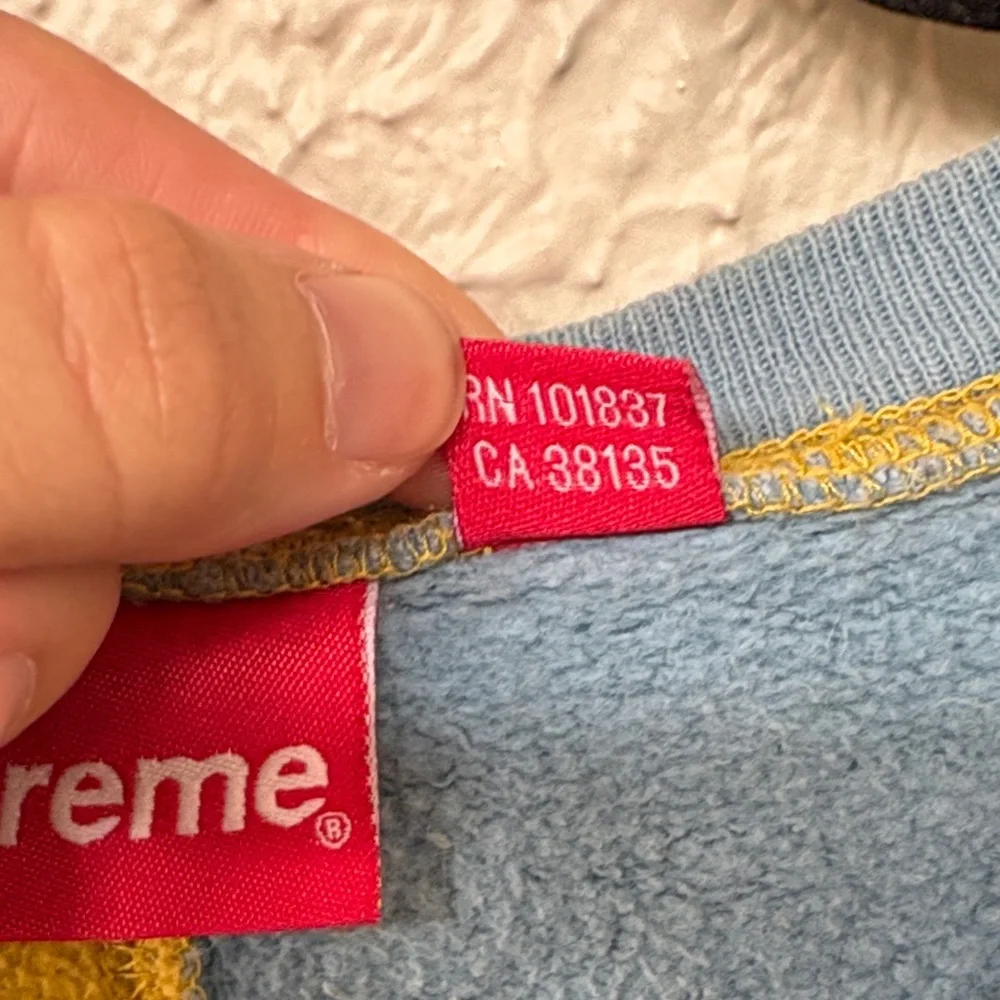 Supreme Split Crewneck Sweatshirt in Mustard & Light Blue - Authenticated - Picture 6 of 8